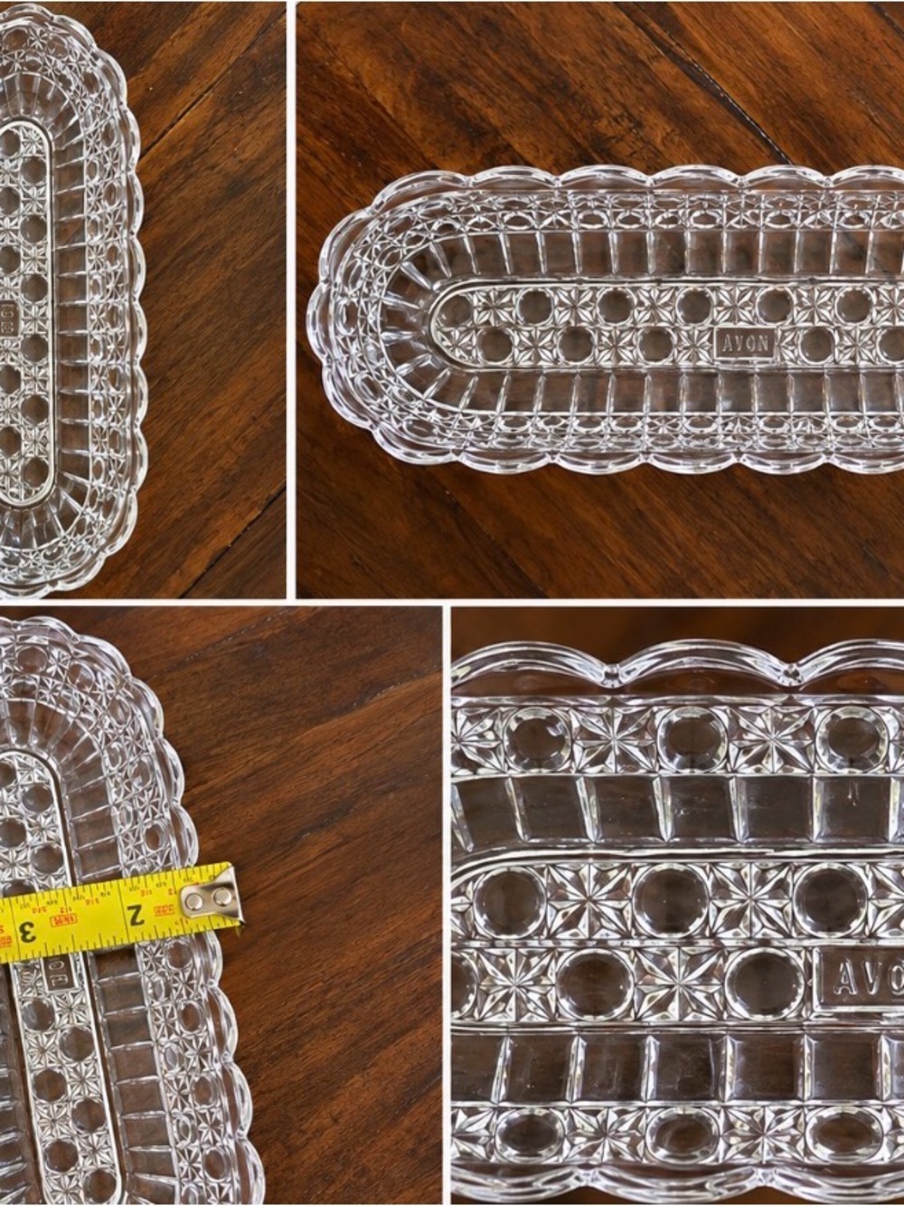 Avon Clear Glass Scalloped Vanity Tray